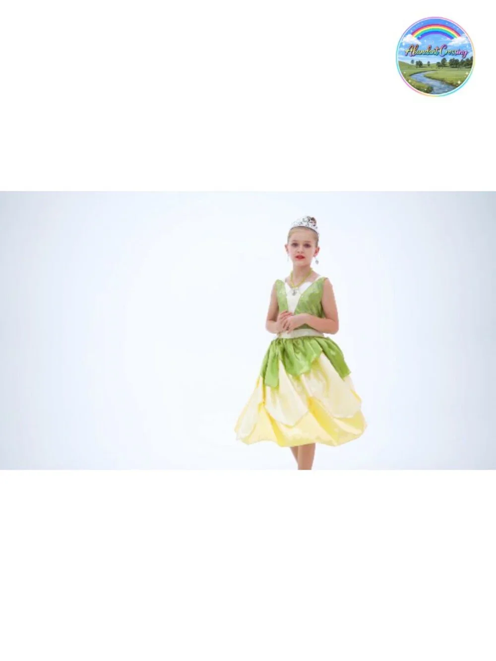 Girls Princess Dress Costume 4-Piece Set Satin Halloween Birthday Party